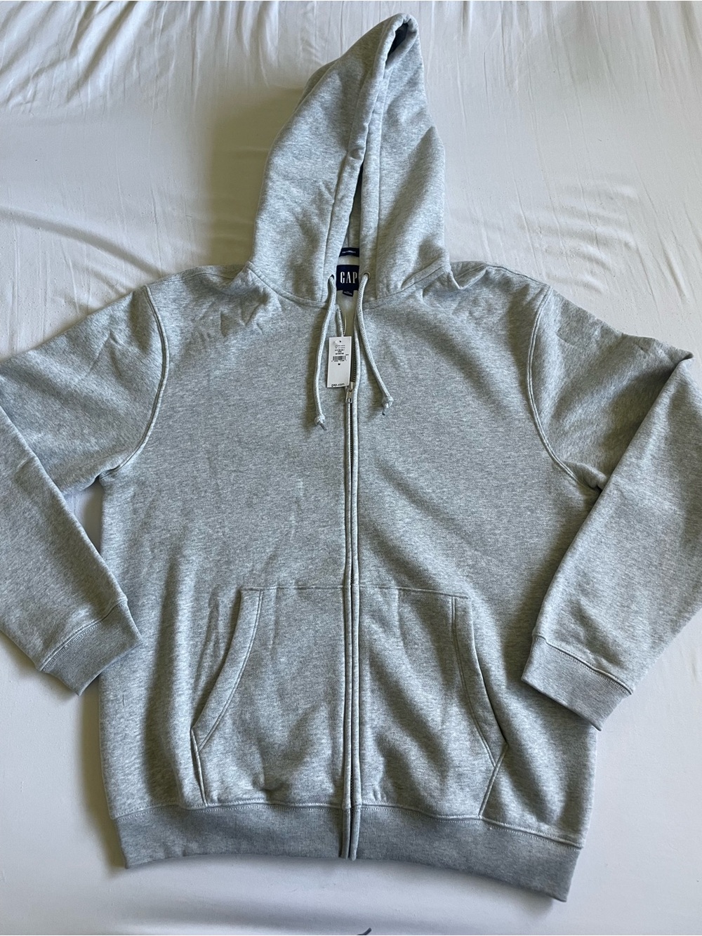 GAP Men's Heather Light Gray Full-Zip Hoodie